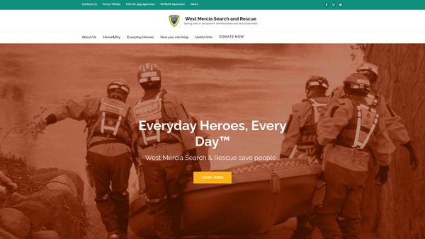 Screenshot of the West Mercia Search & Rescue website