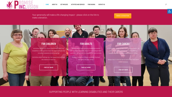 Screenshot of the Promise Inclusion Limited website