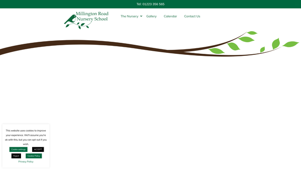 Screenshot of the Millington Road Nursery School Trust website