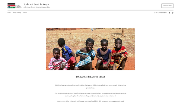 Screenshot of the Books And Bread For Kenya website