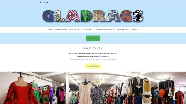 Screenshot of the Gladrags Community Costume Trust website