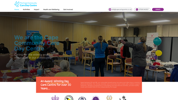 Screenshot of the Cape Community Care Day Centre website