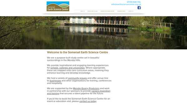 Screenshot of the Somerset Earth Science Centre website