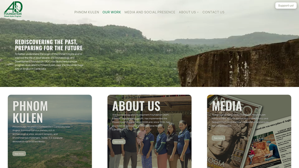 Screenshot of the Archaeology & Development Foundation website