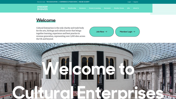 Screenshot of the The Association For Cultural Enterprises website