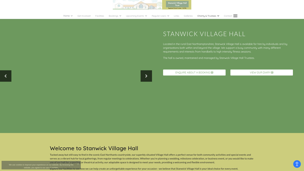 Screenshot of the Stanwick Village Hall website