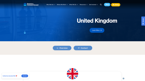 Screenshot of the Search For Common Ground - UK website