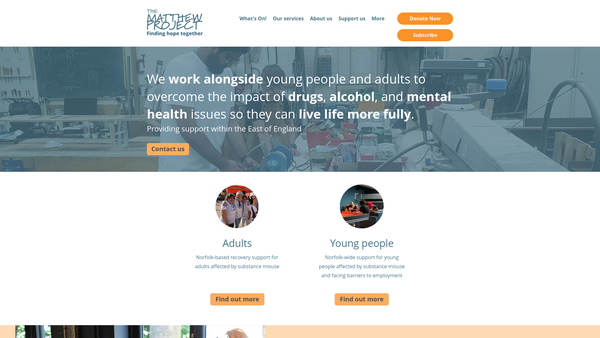 Screenshot of the The Matthew Project website