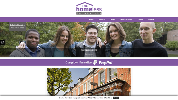 Screenshot of the The Homeless Foundation website