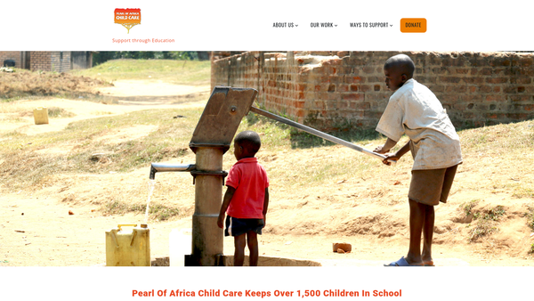 Screenshot of the Pearl Of Africa Child Care Limited website