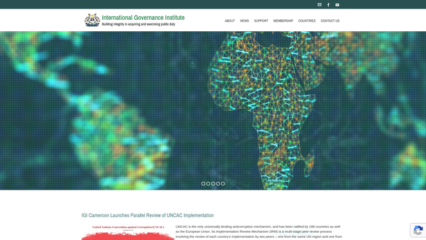 Screenshot of the International Governance Institute website
