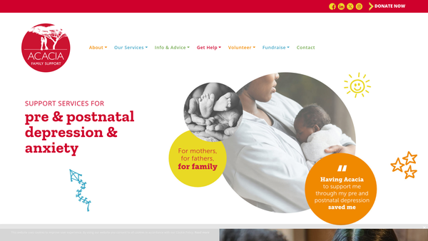 Screenshot of the Acacia Family Support website