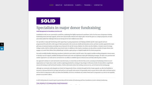 Screenshot of the The Roan Charitable Trust website
