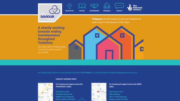 Screenshot of the The Saviour Trust website