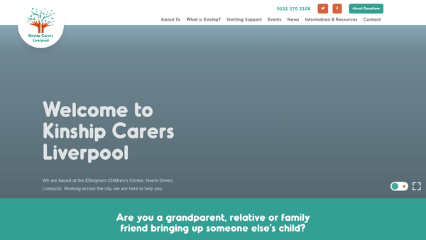 Screenshot of the Kinship Carers website