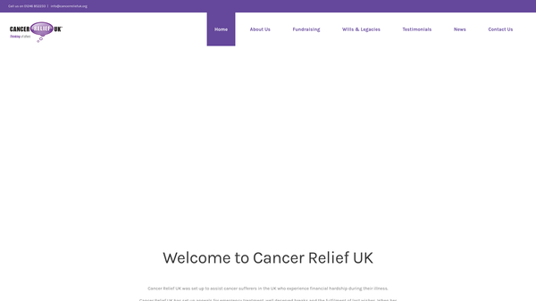 Screenshot of the Cancer Relief UK website