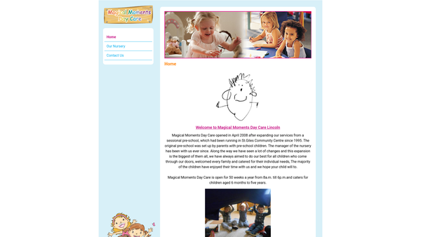 Screenshot of the Magical Moments Playgroup website