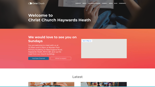 Screenshot of the Christ Church Haywards Heath website