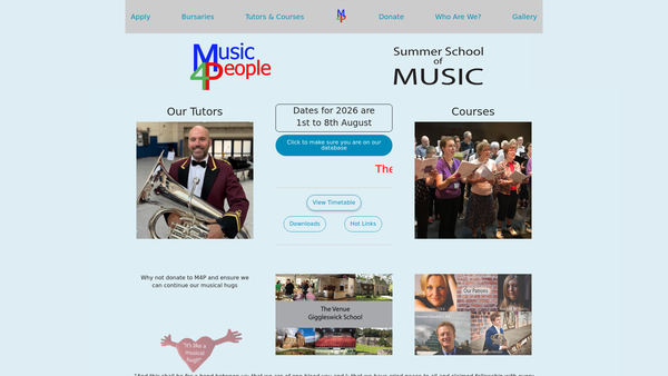 Screenshot of the Music For People (Summer School Of Music) website