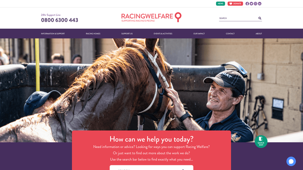 Screenshot of the Racing Homes website
