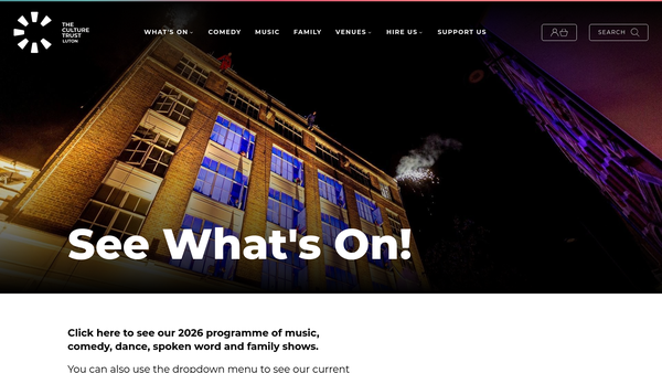 Screenshot of the Luton Cultural Services Trust website