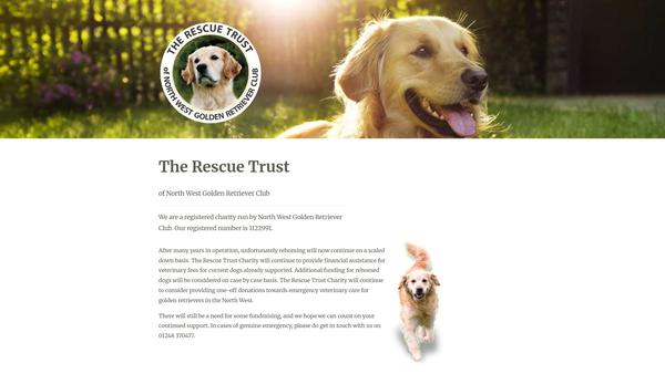 Screenshot of the The Rescue Trust Of North West Golden Retriever Club website