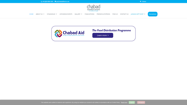 Screenshot of the Chabad Lubavitch Centres North East London And Essex Limited website