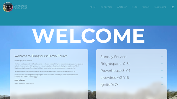 Screenshot of the Billingshurst Family Church website