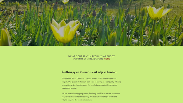Screenshot of the Forest Farm Peace Garden website