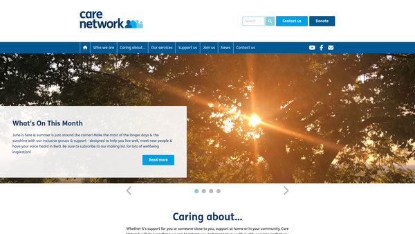 Screenshot of the Care Network (Blackburn With Darwen) Ltd website