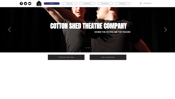 Screenshot of the Cotton Shed Theatre Company website