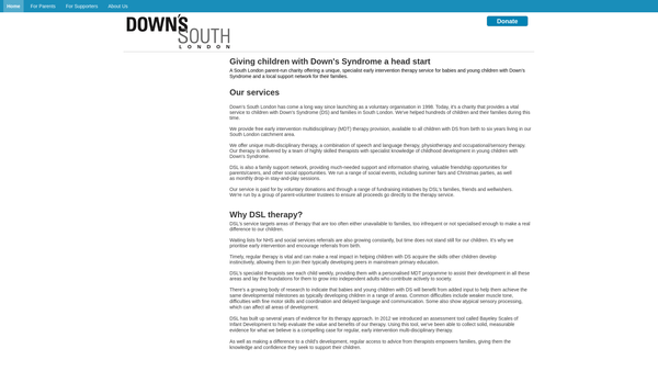 Screenshot of the Down's South London website