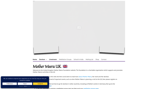 Screenshot of the Mother Meera Foundation website