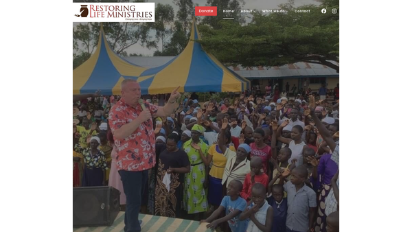 Screenshot of the Restoring Life Ministries website