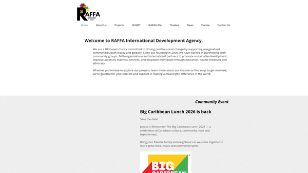 Screenshot of the Raffa International Development Agency website