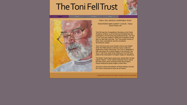 Screenshot of the Toni V Fell Musical Charitable Trust website