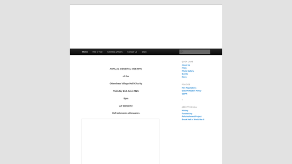 Screenshot of the Ottershaw Village Hall website