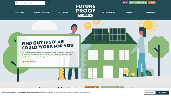 Screenshot of the Futureproof Cumbria website