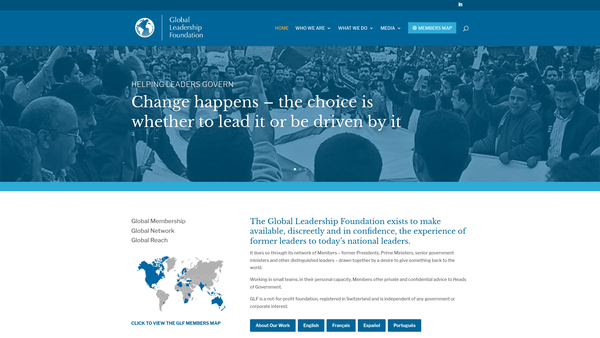 Screenshot of the Glf Global Leadership Foundation (UK) website