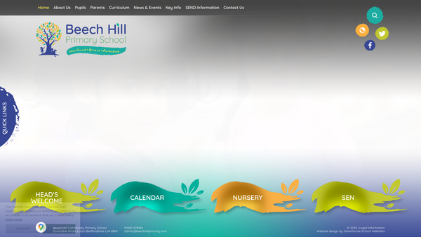 Screenshot of the Beech Hill Community Primary School website