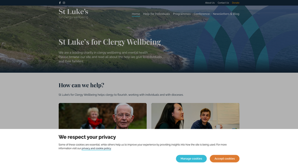 Screenshot of the St Luke's Healthcare For The Clergy website