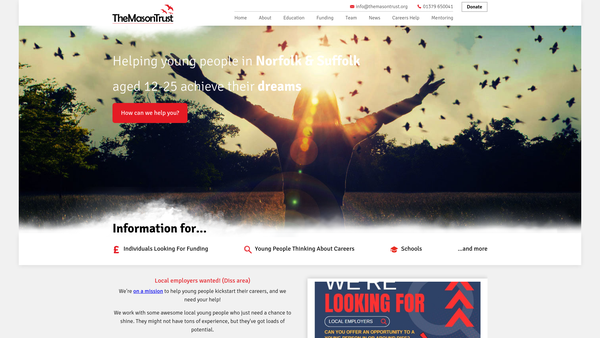 Screenshot of the The Mason Trust website
