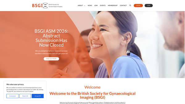 Screenshot of the British Society For Gynaecological Imaging website