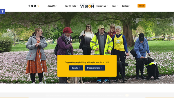 Screenshot of the Warwickshire Association For The Blind website