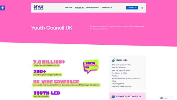 Screenshot of the British Youth Council website