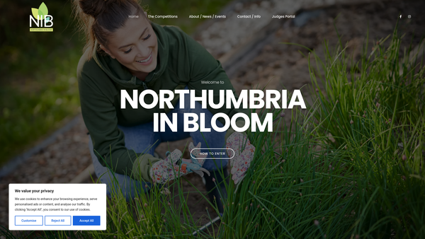 Screenshot of the Northumbria In Bloom website