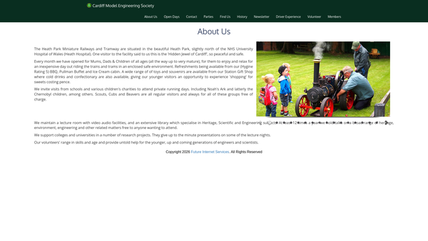 Screenshot of the Cardiff Model Engineering Society website