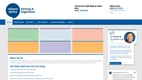 Screenshot of the Barking And Dagenham Citizens Advice Bureau website