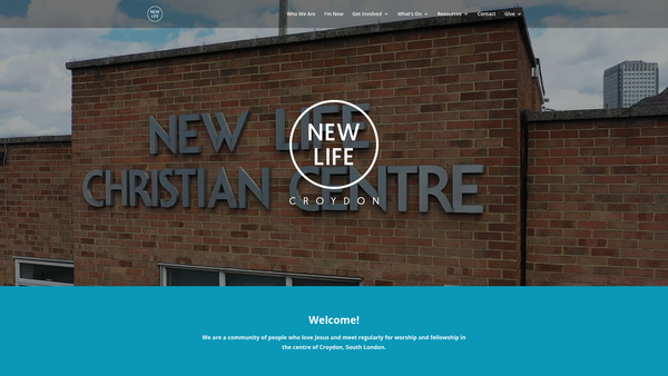 Screenshot of the New Life Christian Centre (Croydon) website