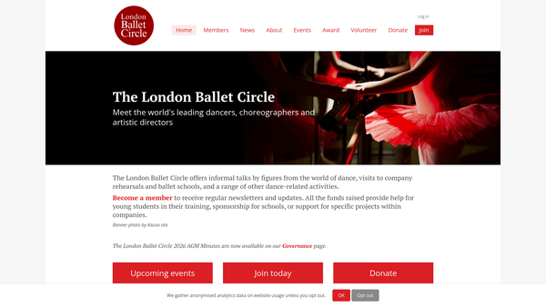 Screenshot of the The London Ballet Circle website